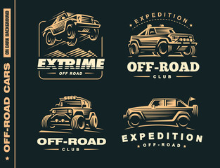 Set of four off-road suv car labels © sodesignby