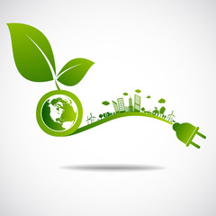 Ecology green city save earth concept