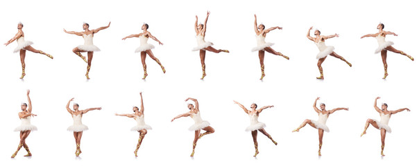 Man in ballet tutu isolated on white