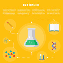 Back to school infographics concept icons flat design vector illustration. Concept icons of education and learning. Knowledge sign.