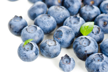 fresh bilberries on white background