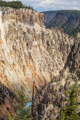 Rocky walls along the Grand Canyon of the Yellowstone. It is the view from Artist Point. Yellowstone National Park, Wyoming