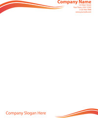 Orange Swirl Wave Letterhead Template