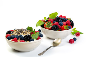 Bowl of berries on a white background.