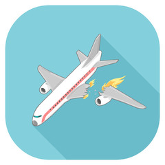 Vector Air Crash icon.
Isometric Airplane Disaster. 
