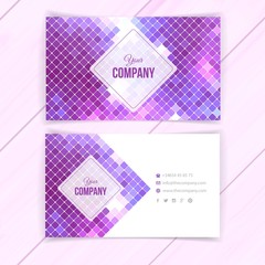Business card with purple squares
