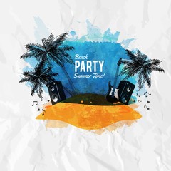 Watercolor beach party poster