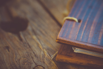 Background of wooden plank with binding menu.
