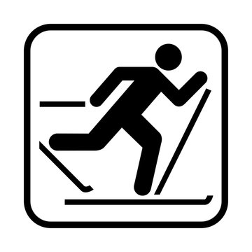 Skiing icon. Flat vector illustration isolated on white background.