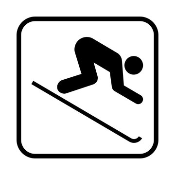 Skiing down icon. Flat vector illustration isolated on white background.
