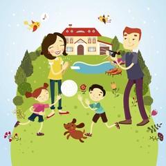 Happy family having fun