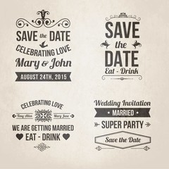 Retro wedding invitations in lettering style