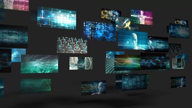 Video Wall with Multiple Screens Moving Endless Loop