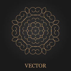 Logo design template, creative monogram, abstract round emblem, mono line decorative icon, vector illustration.