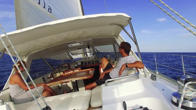 Big Sailboat crusing the ocean on a sunny day