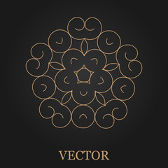 Logo design template, creative monogram, abstract round emblem, mono line decorative icon, vector illustration.