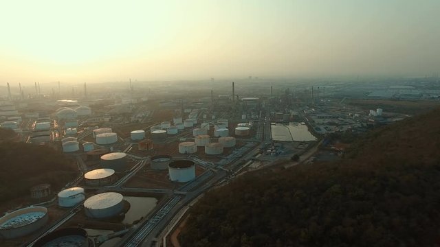 aerial view of oil storage tank petrochemical industry
