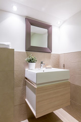 Cosy and elegant bathroom corner ideal for morning toilet