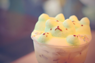 Bear Shape 3D of Milk Foam Coffee