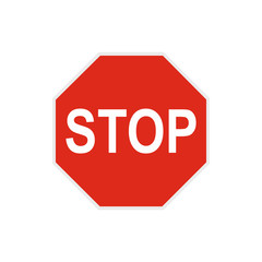 Stop sign icon in flat style on a white background
