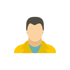 Man in a yellow jacket icon in flat style on a white background