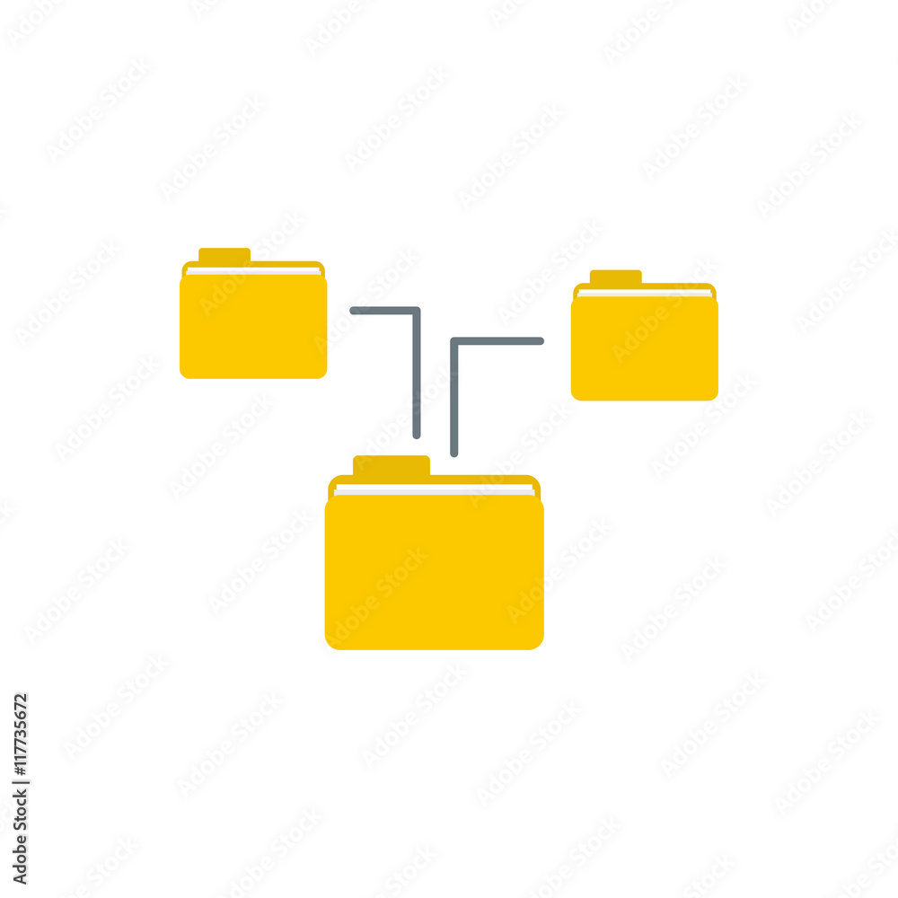 Aufkleber folders structure icon in flat style on a white background