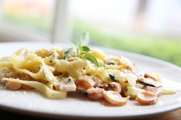 Pasta carbonara Italian food