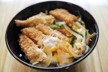 Japanese food deep fried pork with egg Katsudon