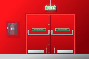 Fire exit door vector flat design. 