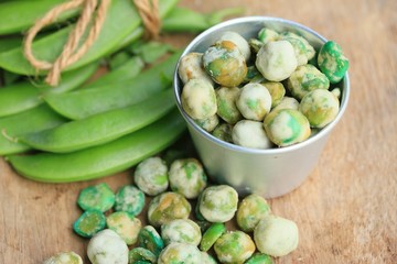 Green soybeans with coated