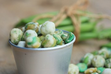 Green soybeans with coated