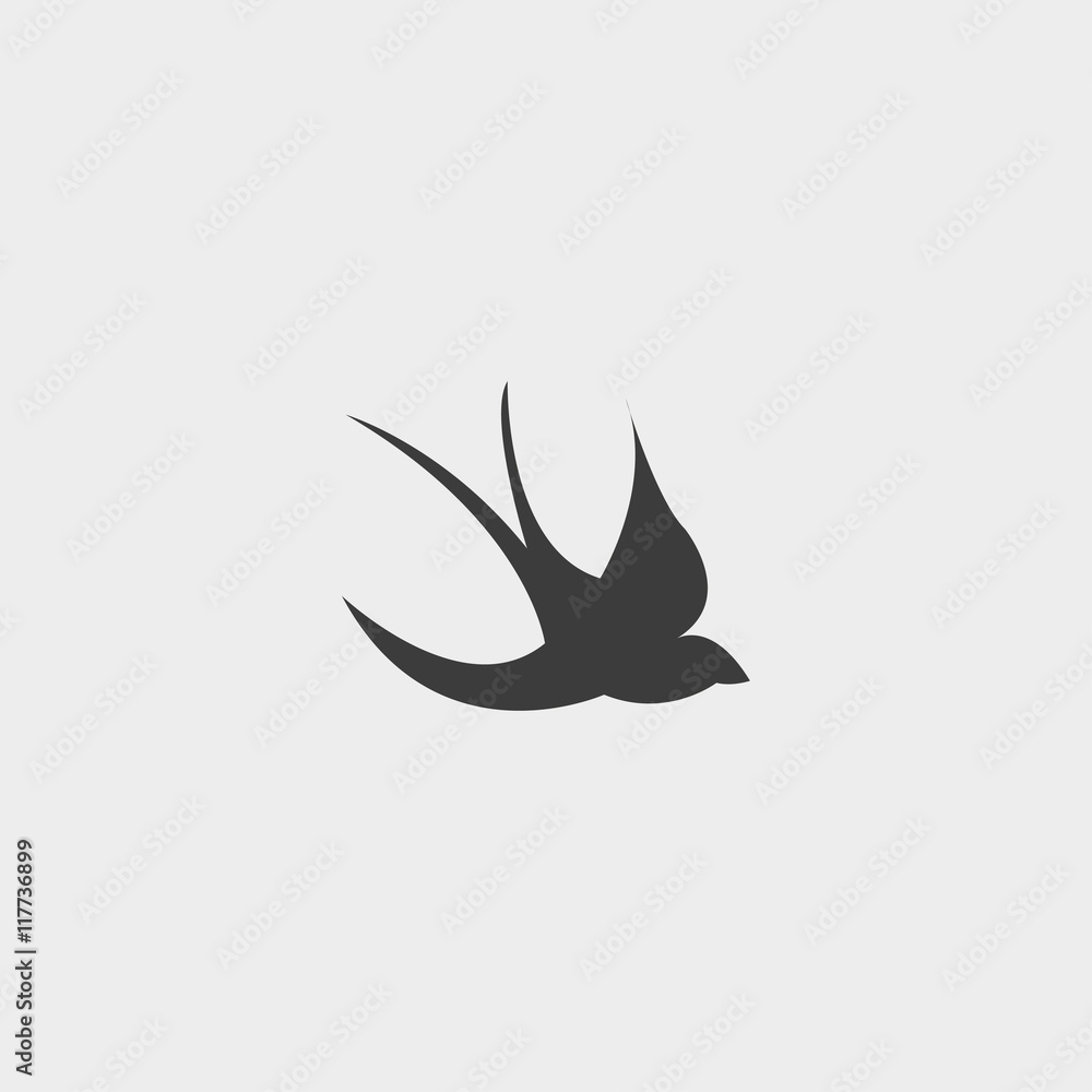 Poster swallow icon in a flat design in black color. vector illustration eps10