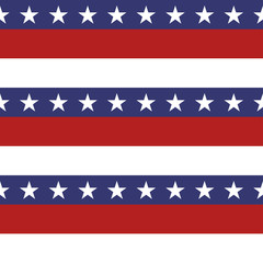 American patriotic stars and stripes seamless pattern in bright red, blue and white
