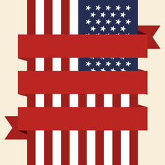 USA flag with empty ribbon. Vector illustration