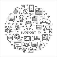 Cool vector line concept for support