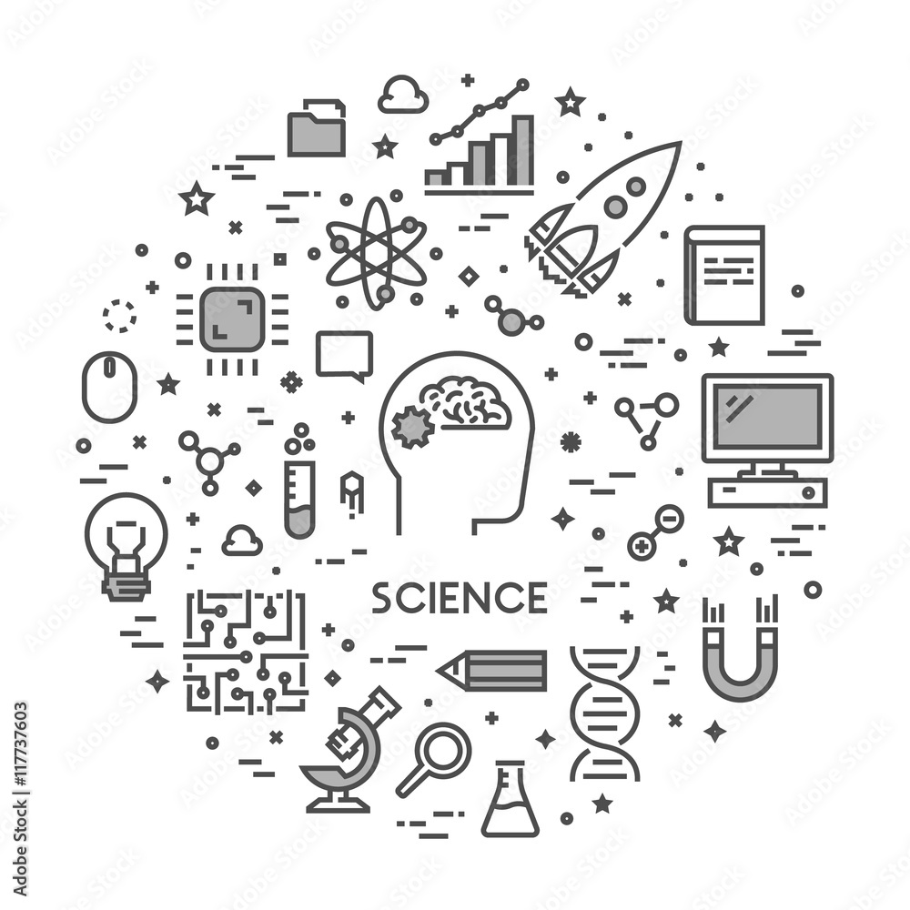 Poster vector line web concept for science