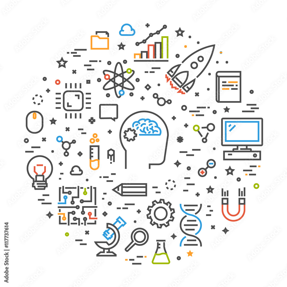 Poster vector line web concept for science