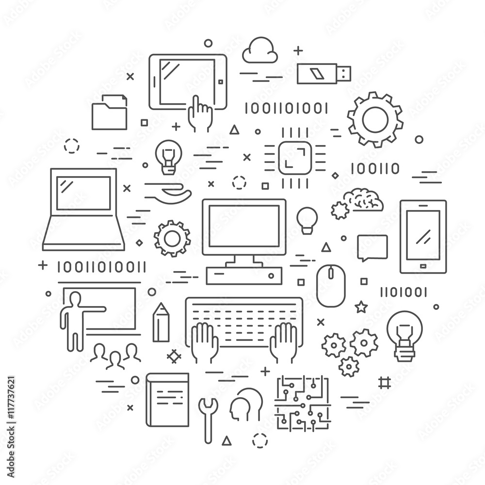 Poster line web concept for computer science