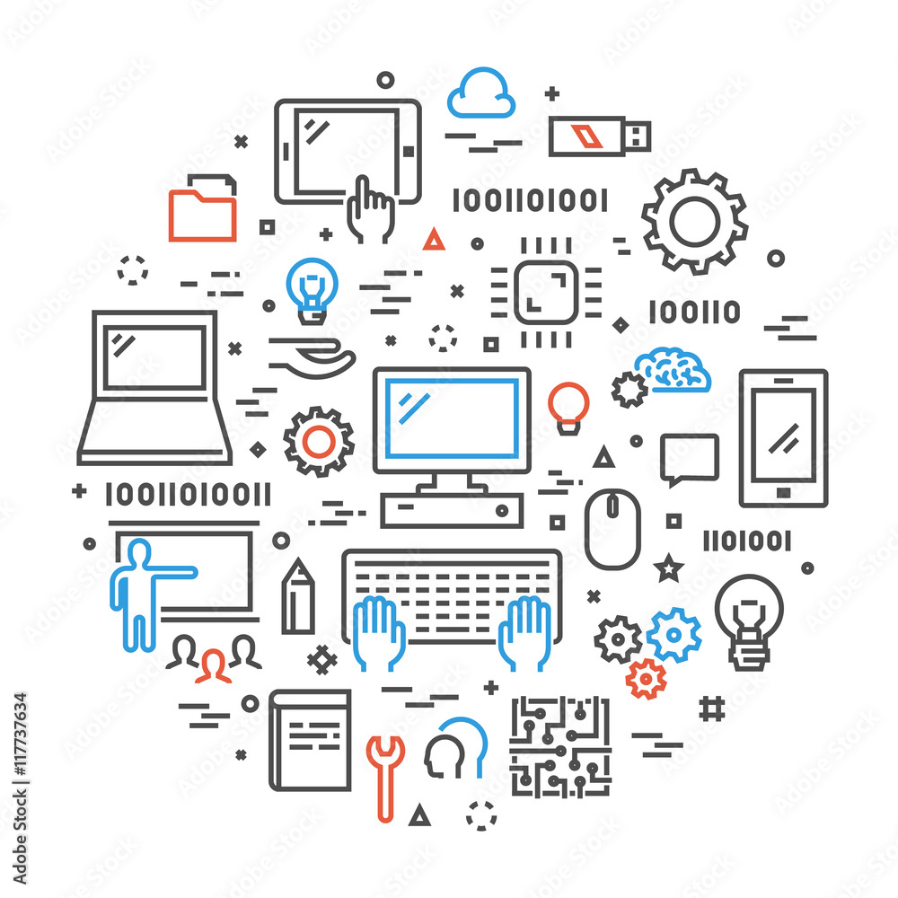 Poster line web concept for computer science