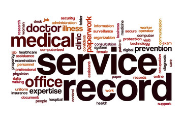 Service record word cloud concept