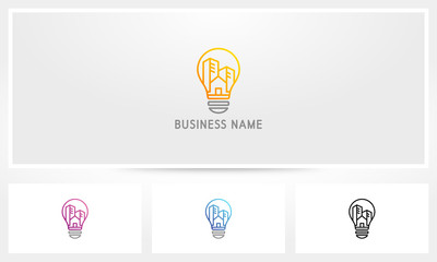 Smart City Building Lightbulb Logo