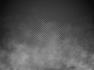 Fog or smoke isolated transparent special effect. White vector cloudiness, mist or smog background. Vector illustration © ket4up