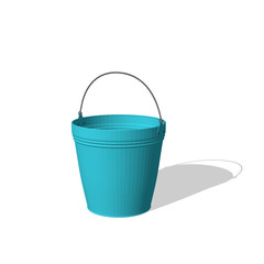 Empty bucket. 3d Vector illustration.