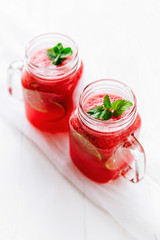 Healthy watermelon smoothie on a wood background. Freshly blended watermelon Smoothies.