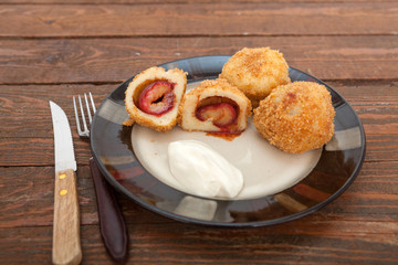 Homemade sweet plum dumplings