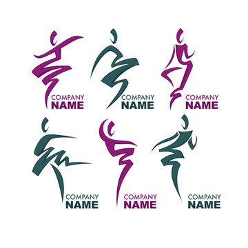 Abstract Dancing People Silhouette for Your Logo