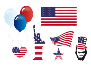 American symbols set vector. Set of icons symbol of America