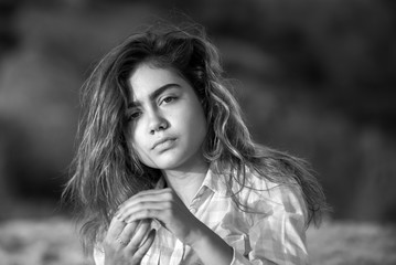 Beautiful teen girl portrait in natural light