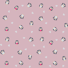 seamless pattern with cute penguins