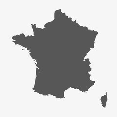 France map in gray on a white background